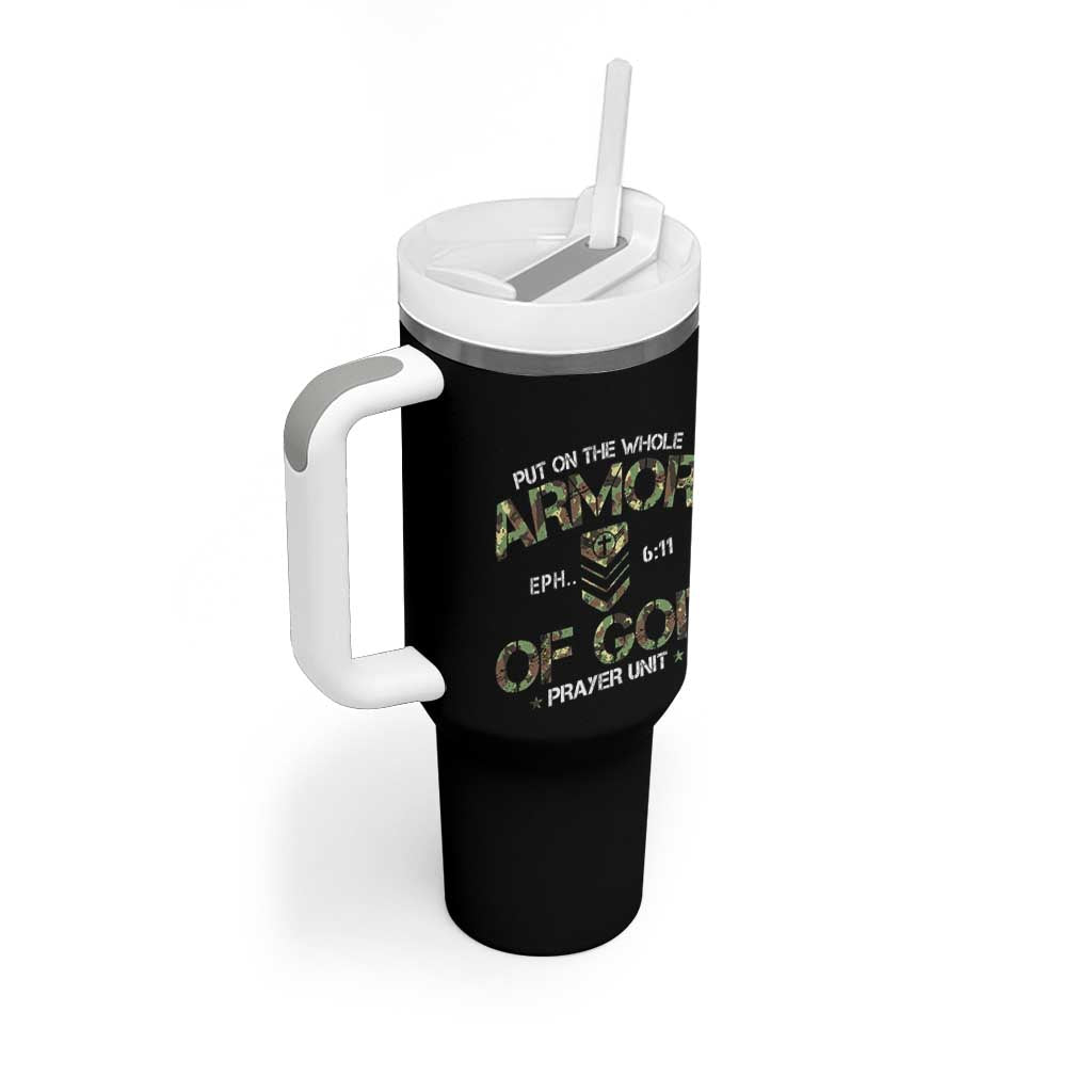 Put On The Whole Armor Of God Prayer Unit Tumbler With Handle Ephesians 6:11 Christian Army - Wonder Print Shop