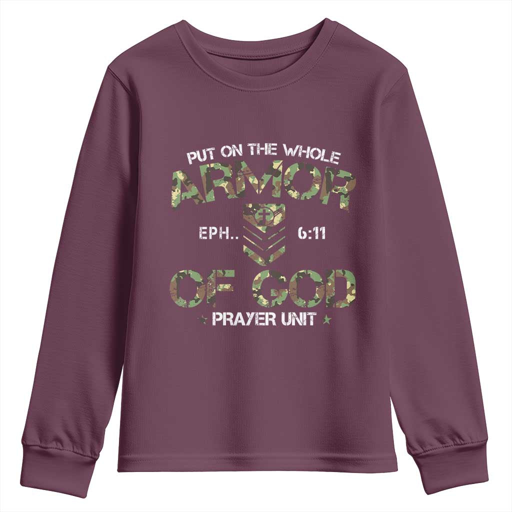 Put On The Whole Armor Of God Prayer Unit Youth Sweatshirt Ephesians 6:11 Christian Army - Wonder Print Shop