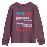 Funny You Dont Have No Whistlin Bugholes Youth Sweatshirt 4th Of July American Flag