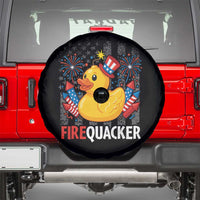 Funny 4th of July Duck Firequacker Spare Tire Cover Patriotic Vintage American Flag - Wonder Print Shop