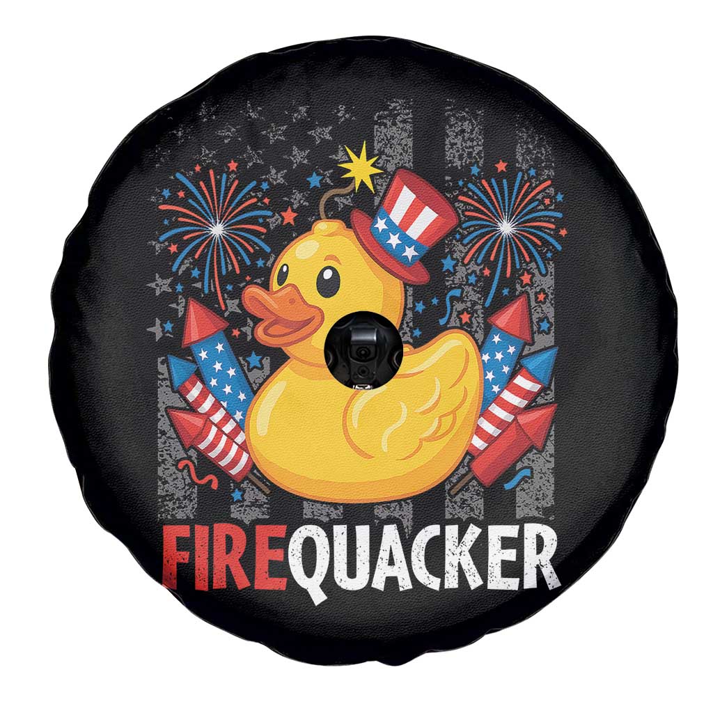 Funny 4th of July Duck Firequacker Spare Tire Cover Patriotic Vintage American Flag - Wonder Print Shop
