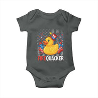 Funny 4th of July Duck Firequacker Baby Onesie Patriotic Vintage American Flag - Wonder Print Shop