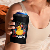 Funny 4th of July Duck Firequacker 4 in 1 Can Cooler Tumbler Patriotic Vintage American Flag - Wonder Print Shop
