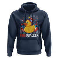 Funny 4th of July Duck Firequacker Hoodie Patriotic Vintage American Flag - Wonder Print Shop