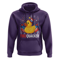 Funny 4th of July Duck Firequacker Hoodie Patriotic Vintage American Flag - Wonder Print Shop