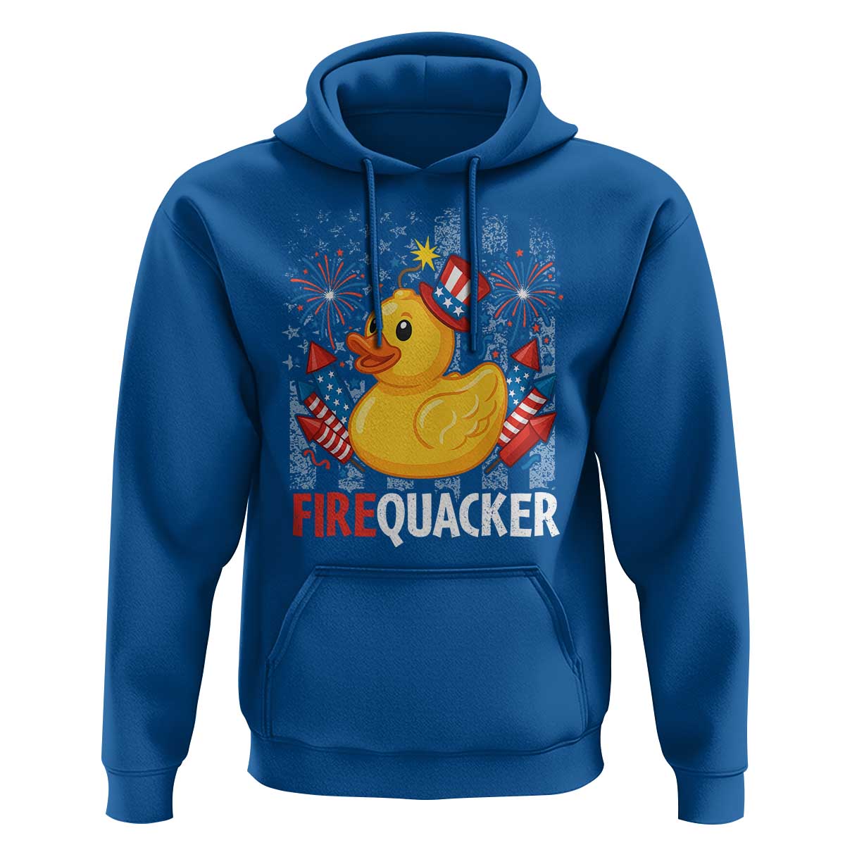 Funny 4th of July Duck Firequacker Hoodie Patriotic Vintage American Flag - Wonder Print Shop