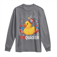 Funny 4th of July Duck Firequacker Long Sleeve Shirt Patriotic Vintage American Flag - Wonder Print Shop