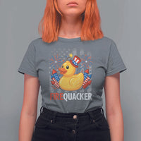 Funny 4th of July Duck Firequacker T Shirt For Women Patriotic Vintage American Flag - Wonder Print Shop