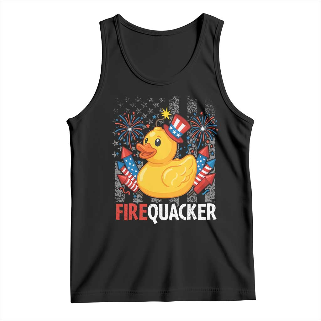 Funny 4th of July Duck Firequacker Tank Top Patriotic Vintage American Flag - Wonder Print Shop