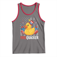 Funny 4th of July Duck Firequacker Tank Top Patriotic Vintage American Flag - Wonder Print Shop