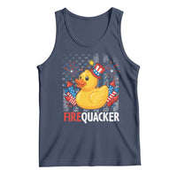 Funny 4th of July Duck Firequacker Tank Top Patriotic Vintage American Flag - Wonder Print Shop
