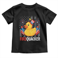 Funny 4th of July Duck Firequacker Toddler T Shirt Patriotic Vintage American Flag - Wonder Print Shop