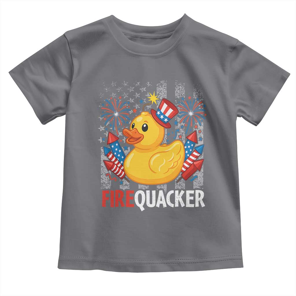 Funny 4th of July Duck Firequacker Toddler T Shirt Patriotic Vintage American Flag - Wonder Print Shop