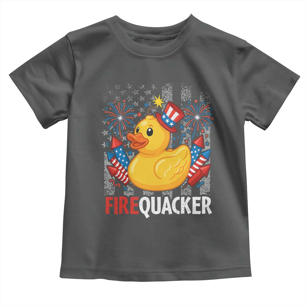 Funny 4th of July Duck Firequacker Toddler T Shirt Patriotic Vintage American Flag - Wonder Print Shop