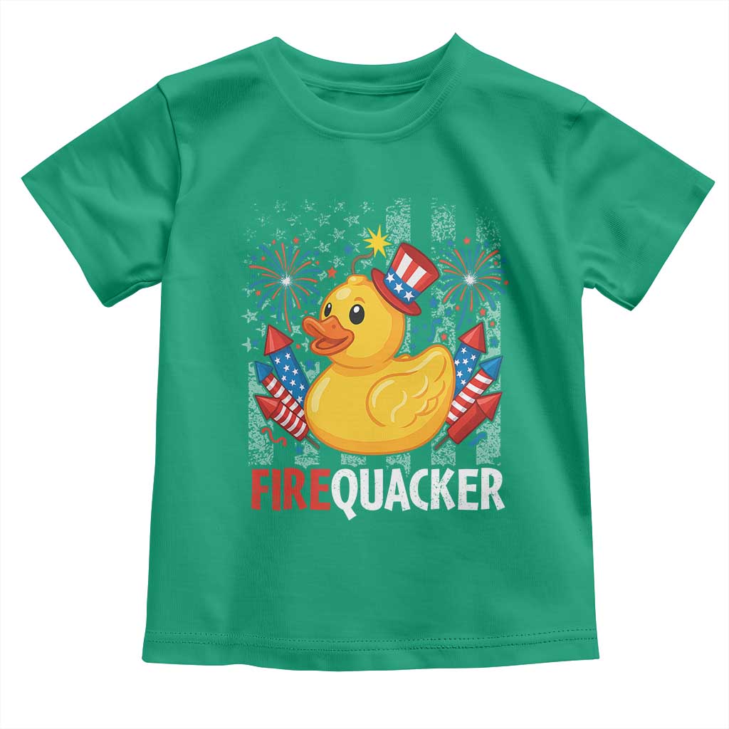 Funny 4th of July Duck Firequacker Toddler T Shirt Patriotic Vintage American Flag - Wonder Print Shop