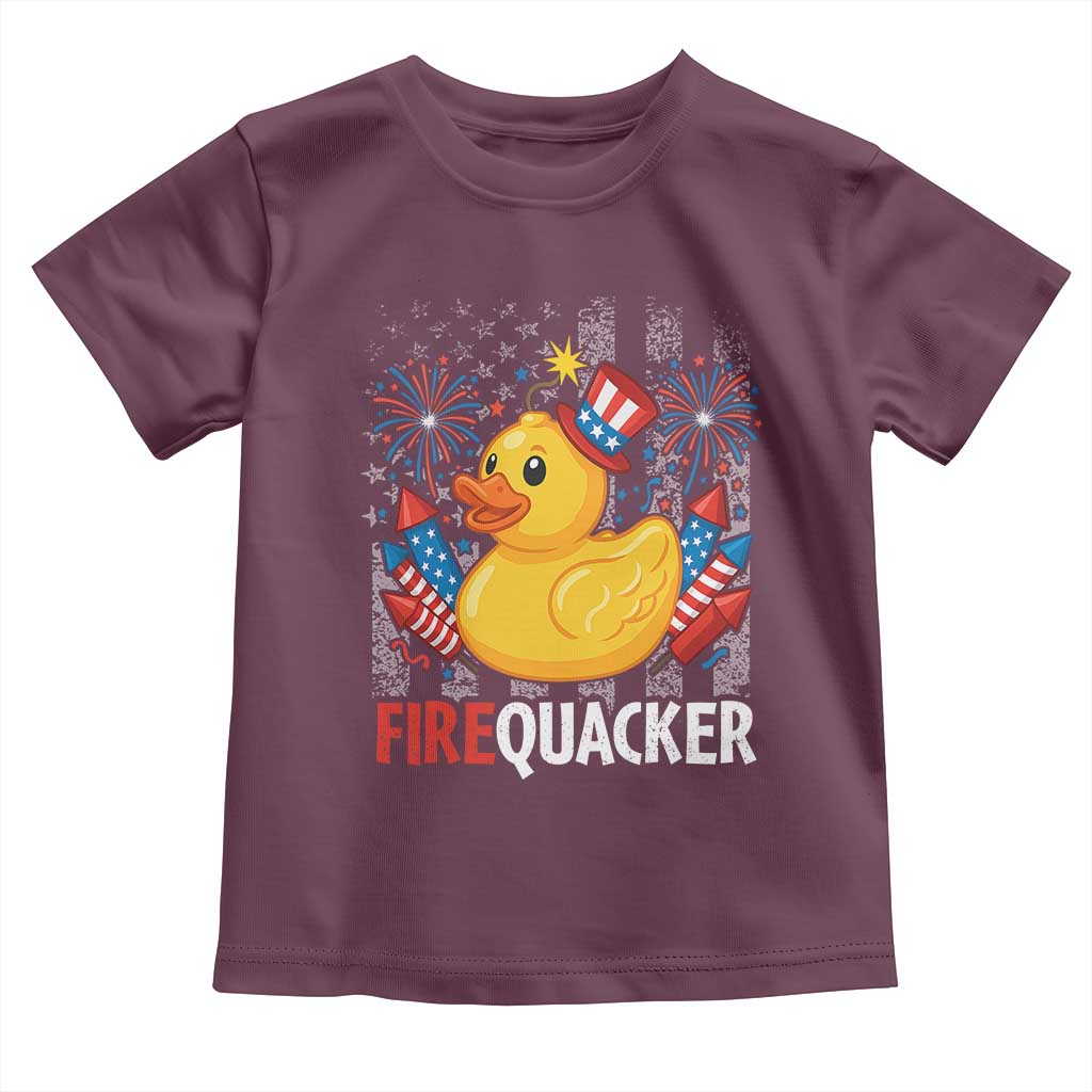 Funny 4th of July Duck Firequacker Toddler T Shirt Patriotic Vintage American Flag - Wonder Print Shop
