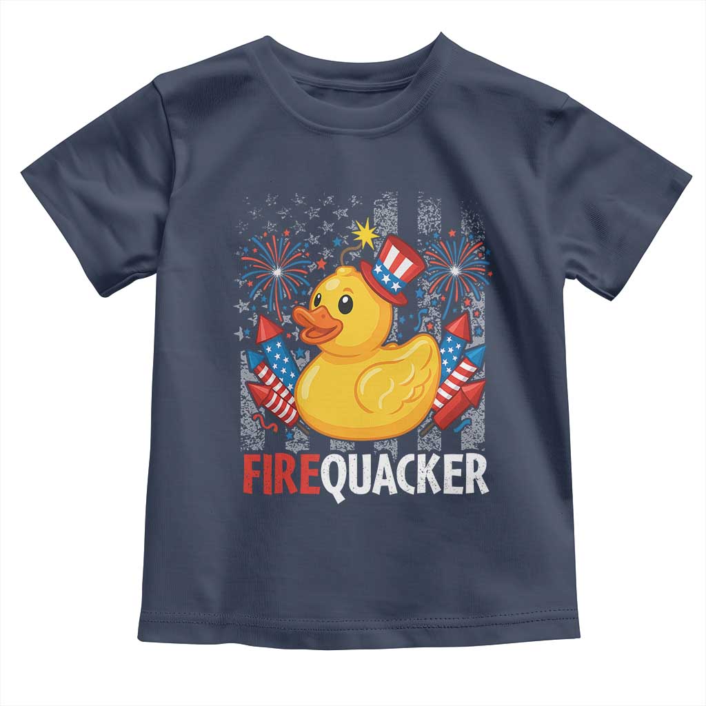 Funny 4th of July Duck Firequacker Toddler T Shirt Patriotic Vintage American Flag - Wonder Print Shop