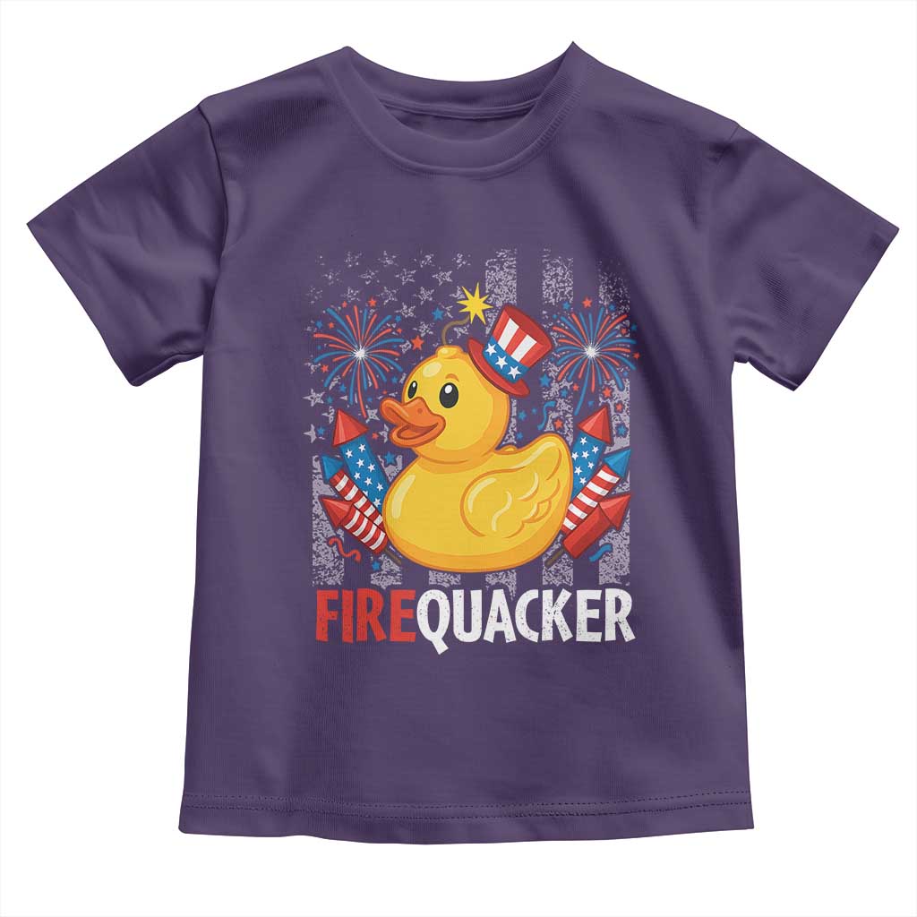 Funny 4th of July Duck Firequacker Toddler T Shirt Patriotic Vintage American Flag - Wonder Print Shop