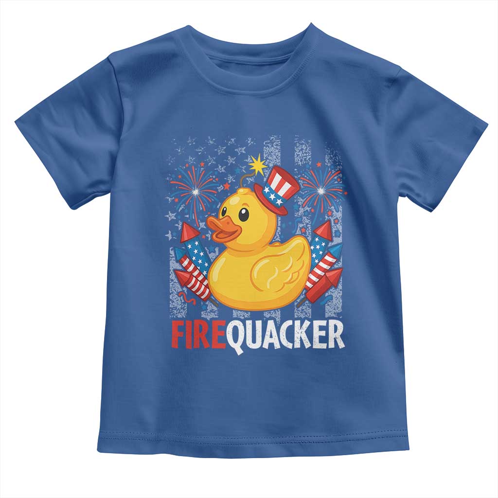 Funny 4th of July Duck Firequacker Toddler T Shirt Patriotic Vintage American Flag - Wonder Print Shop