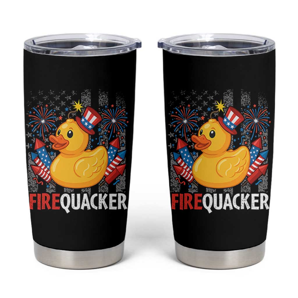 Funny 4th of July Duck Firequacker Tumbler Cup Patriotic Vintage American Flag - Wonder Print Shop