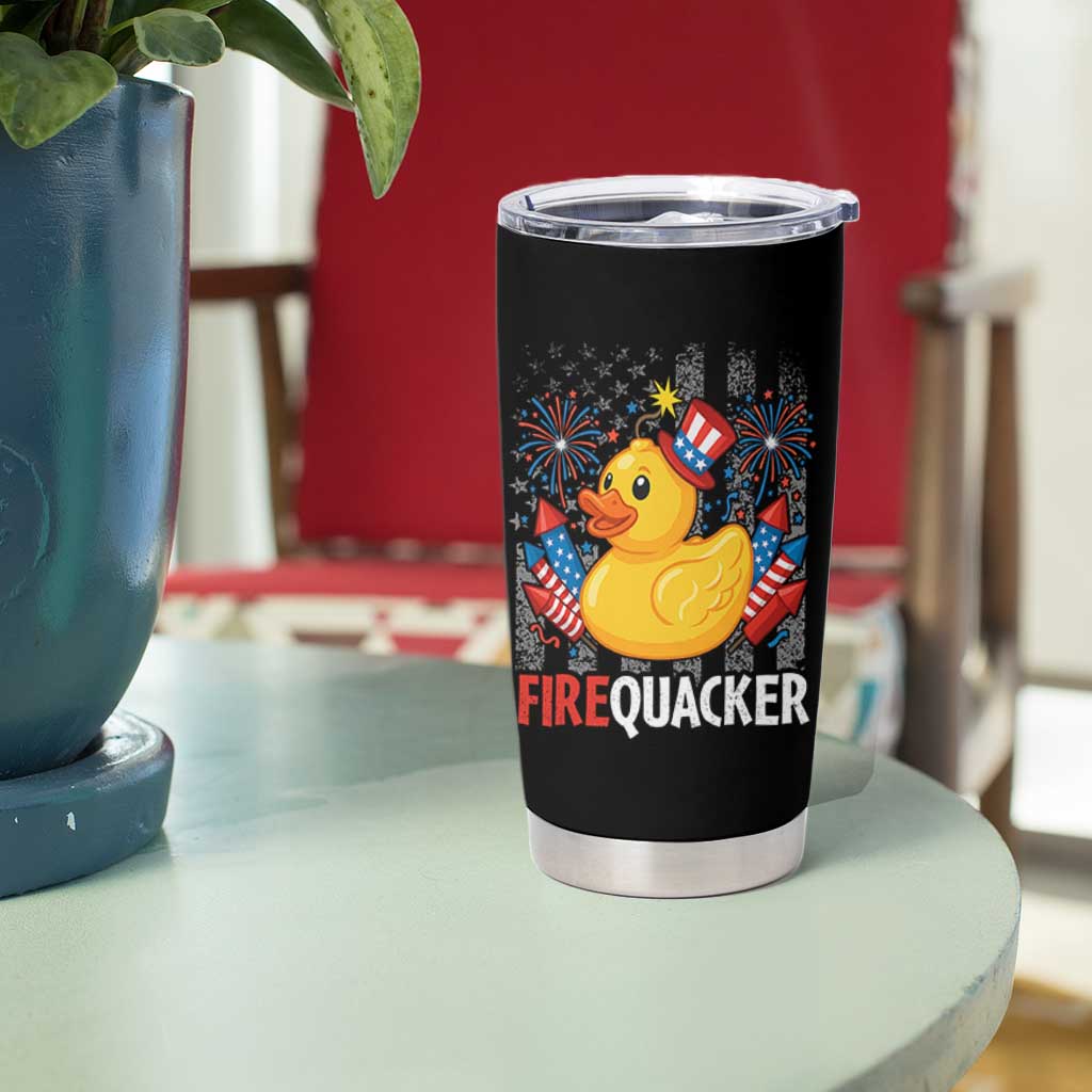 Funny 4th of July Duck Firequacker Tumbler Cup Patriotic Vintage American Flag - Wonder Print Shop
