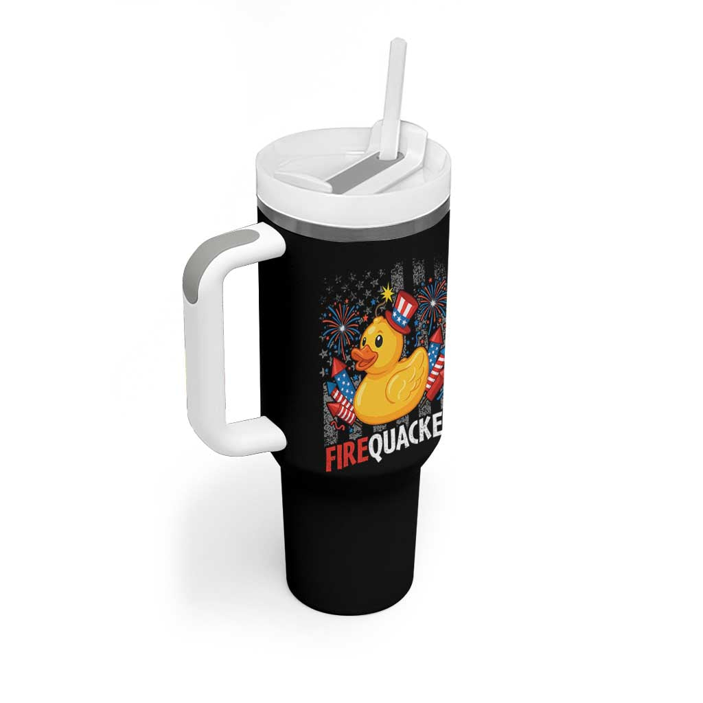 Funny 4th of July Duck Firequacker Tumbler With Handle Patriotic Vintage American Flag - Wonder Print Shop