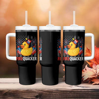 Funny 4th of July Duck Firequacker Tumbler With Handle Patriotic Vintage American Flag - Wonder Print Shop