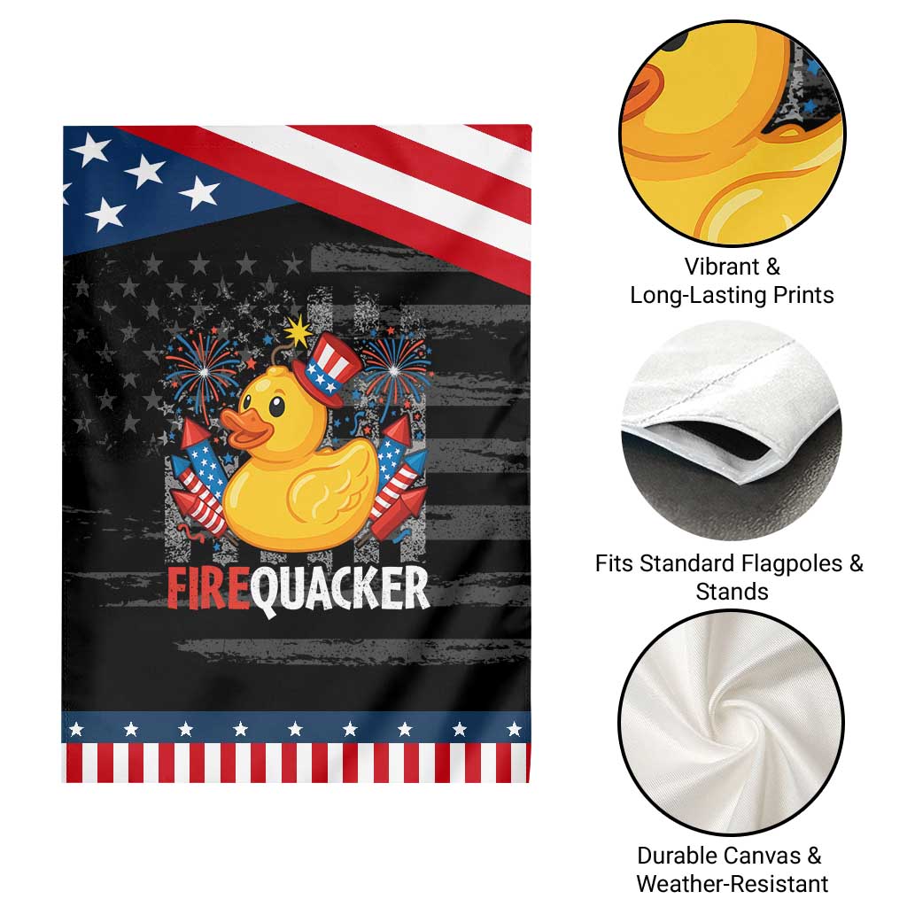 Funny 4th of July Duck Firequacker Garden Flag Patriotic Vintage American Flag