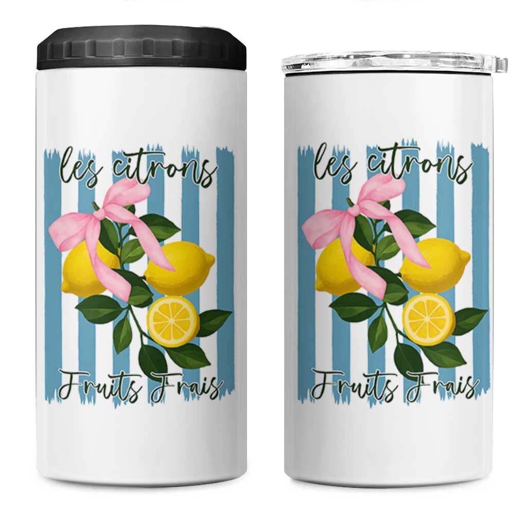 Funny Les Citrons Fruits Frais 4 in 1 Can Cooler Tumbler Summer Lemon Tropical Coquette - Wonder Print Shop