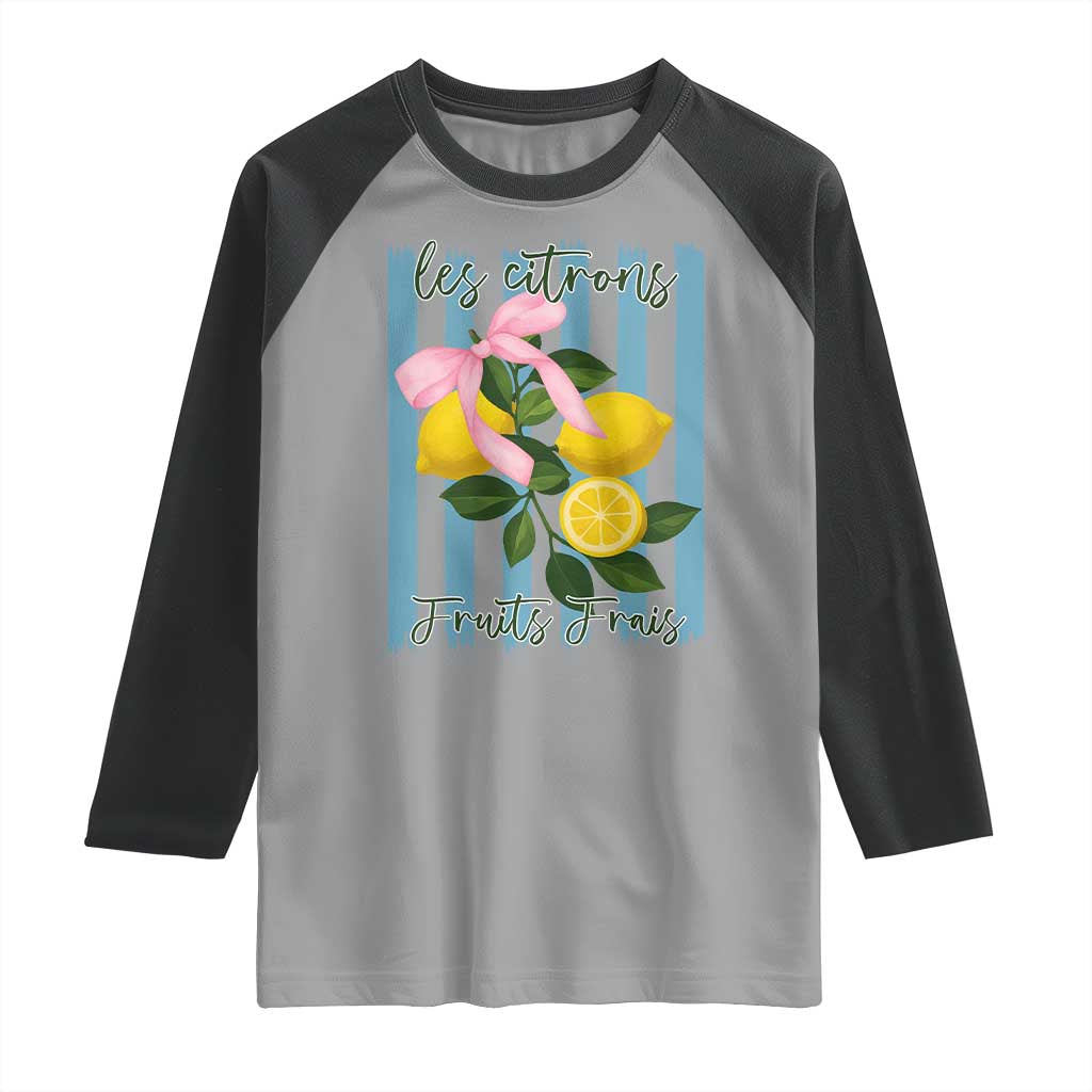 Funny Les Citrons Fruits Frais Raglan Shirt Summer Lemon Tropical Coquette - Wonder Print Shop
