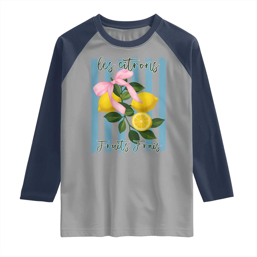 Funny Les Citrons Fruits Frais Raglan Shirt Summer Lemon Tropical Coquette - Wonder Print Shop