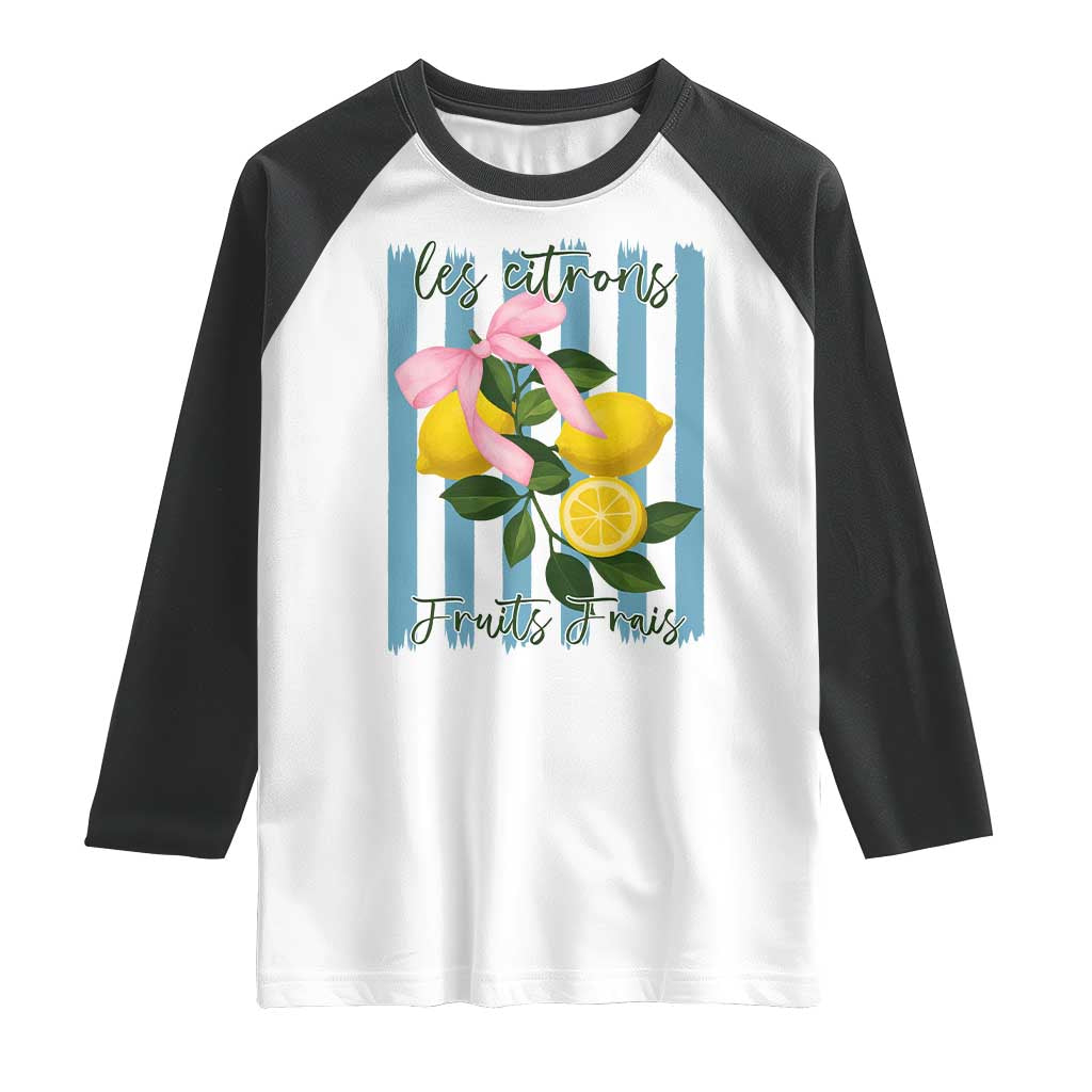 Funny Les Citrons Fruits Frais Raglan Shirt Summer Lemon Tropical Coquette - Wonder Print Shop