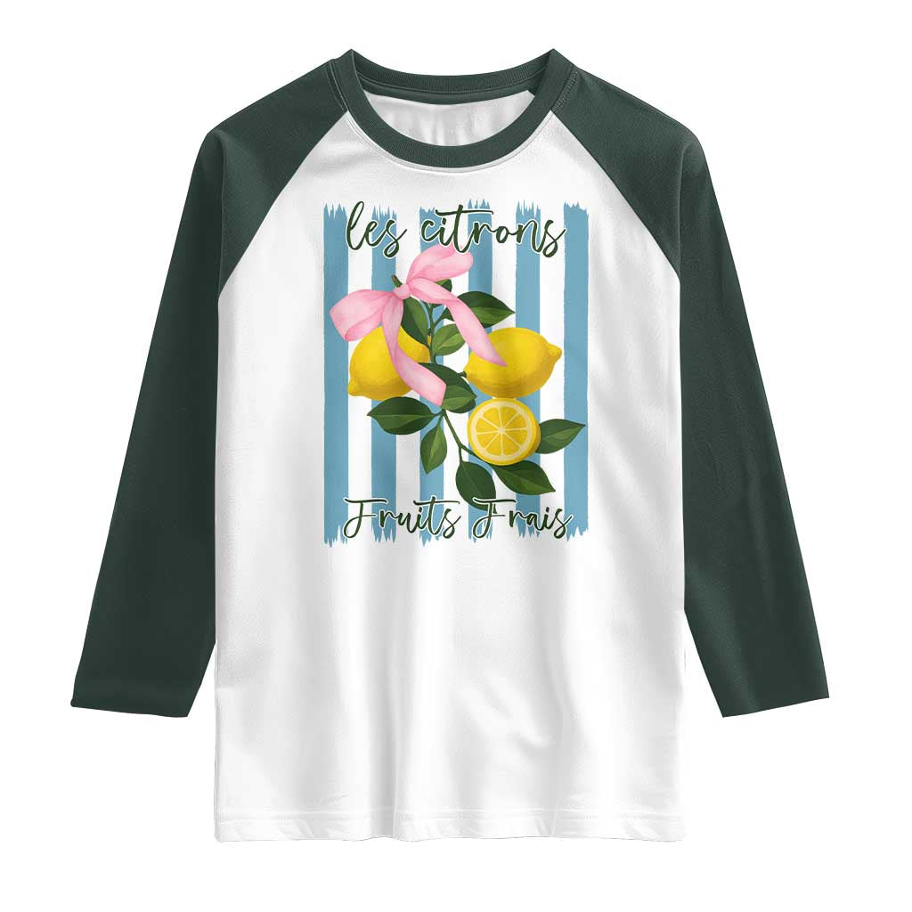 Funny Les Citrons Fruits Frais Raglan Shirt Summer Lemon Tropical Coquette - Wonder Print Shop