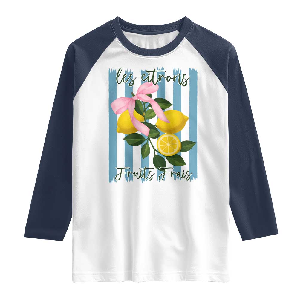 Funny Les Citrons Fruits Frais Raglan Shirt Summer Lemon Tropical Coquette - Wonder Print Shop