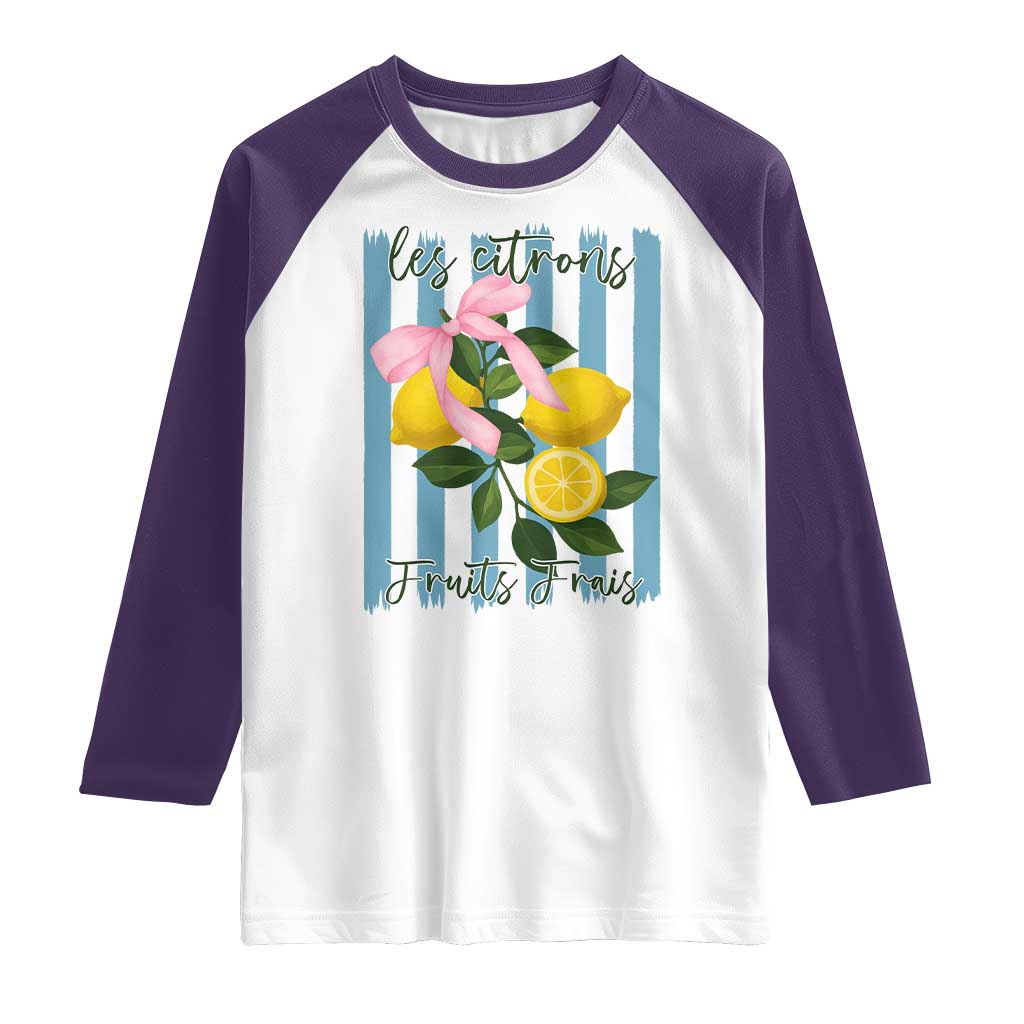 Funny Les Citrons Fruits Frais Raglan Shirt Summer Lemon Tropical Coquette - Wonder Print Shop