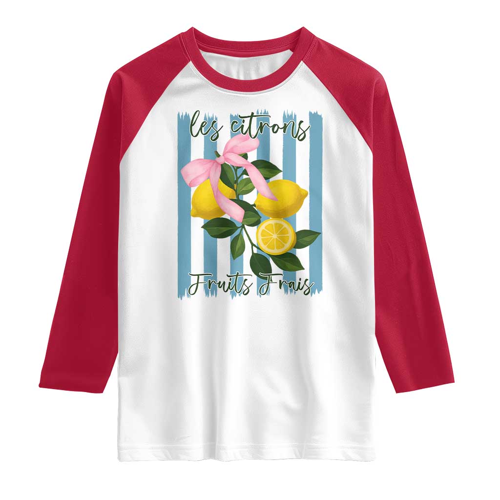 Funny Les Citrons Fruits Frais Raglan Shirt Summer Lemon Tropical Coquette - Wonder Print Shop
