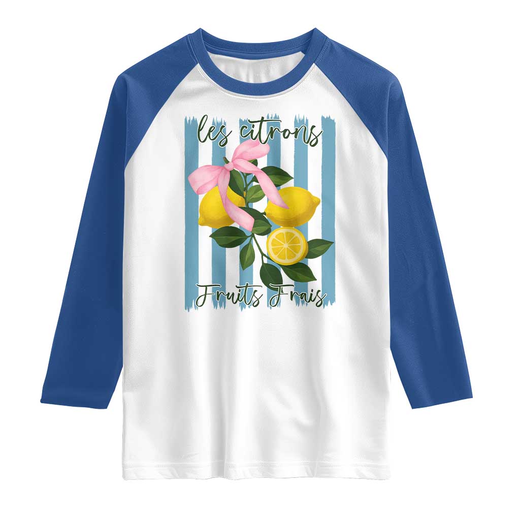 Funny Les Citrons Fruits Frais Raglan Shirt Summer Lemon Tropical Coquette - Wonder Print Shop