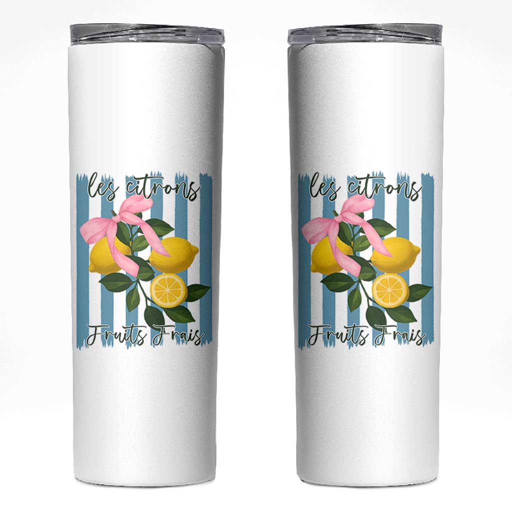 Funny Les Citrons Fruits Frais Skinny Tumbler Summer Lemon Tropical Coquette - Wonder Print Shop