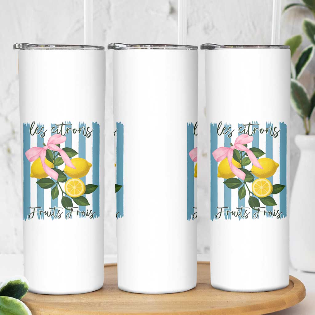 Funny Les Citrons Fruits Frais Skinny Tumbler Summer Lemon Tropical Coquette - Wonder Print Shop