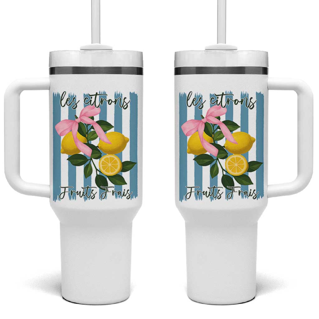 Funny Les Citrons Fruits Frais Tumbler With Handle Summer Lemon Tropical Coquette - Wonder Print Shop