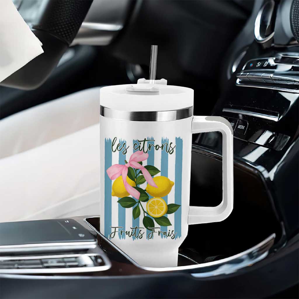 Funny Les Citrons Fruits Frais Tumbler With Handle Summer Lemon Tropical Coquette - Wonder Print Shop