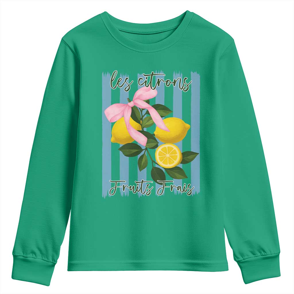 Funny Les Citrons Fruits Frais Youth Sweatshirt Summer Lemon Tropical Coquette - Wonder Print Shop