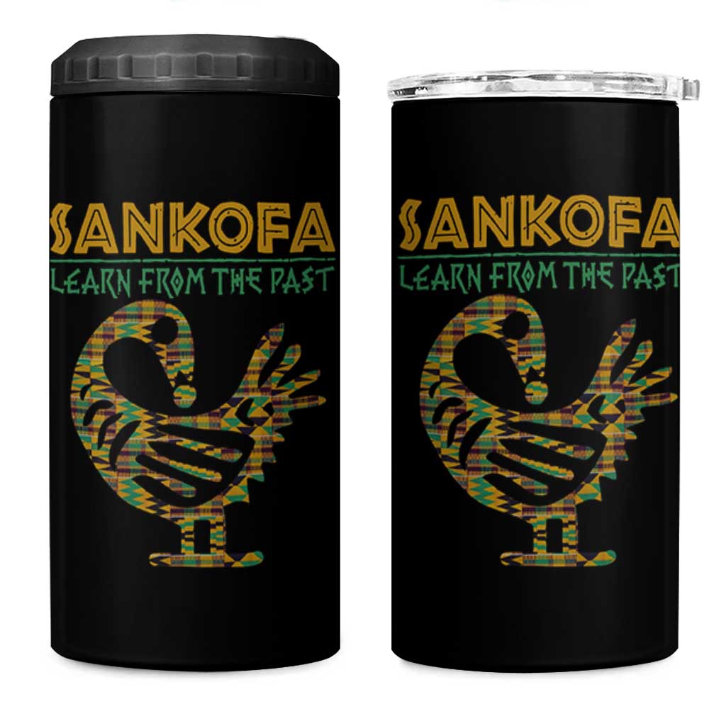 Sankofa Learn From The Past 4 in 1 Can Cooler Tumbler African Bird Black History Akan Pattern