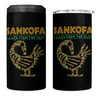 Sankofa Learn From The Past 4 in 1 Can Cooler Tumbler African Bird Black History Akan Pattern