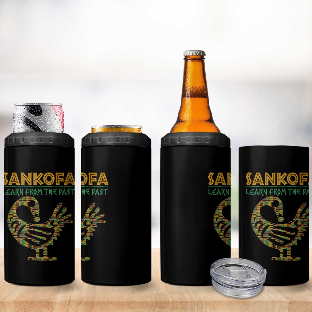 Sankofa Learn From The Past 4 in 1 Can Cooler Tumbler African Bird Black History Akan Pattern