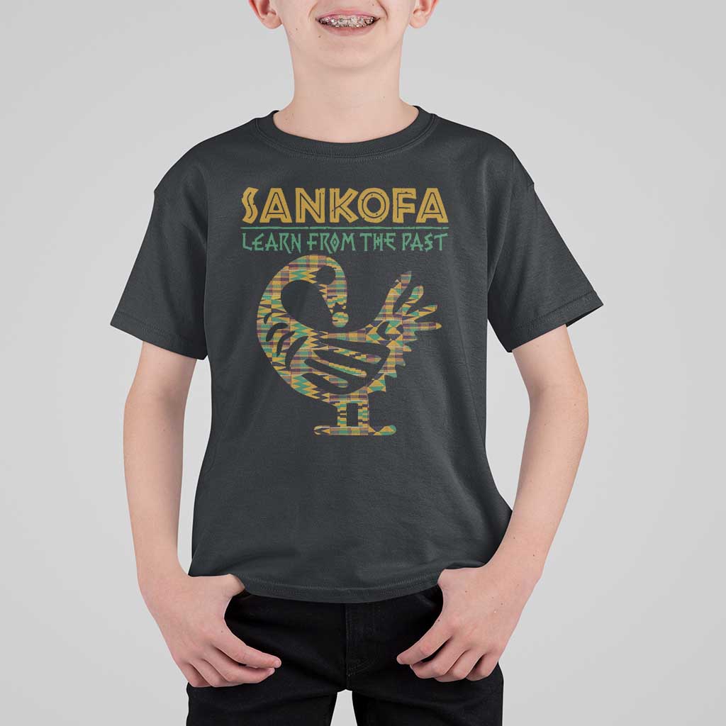 Sankofa Learn From The Past T Shirt For Kid African Bird Black History Akan Pattern