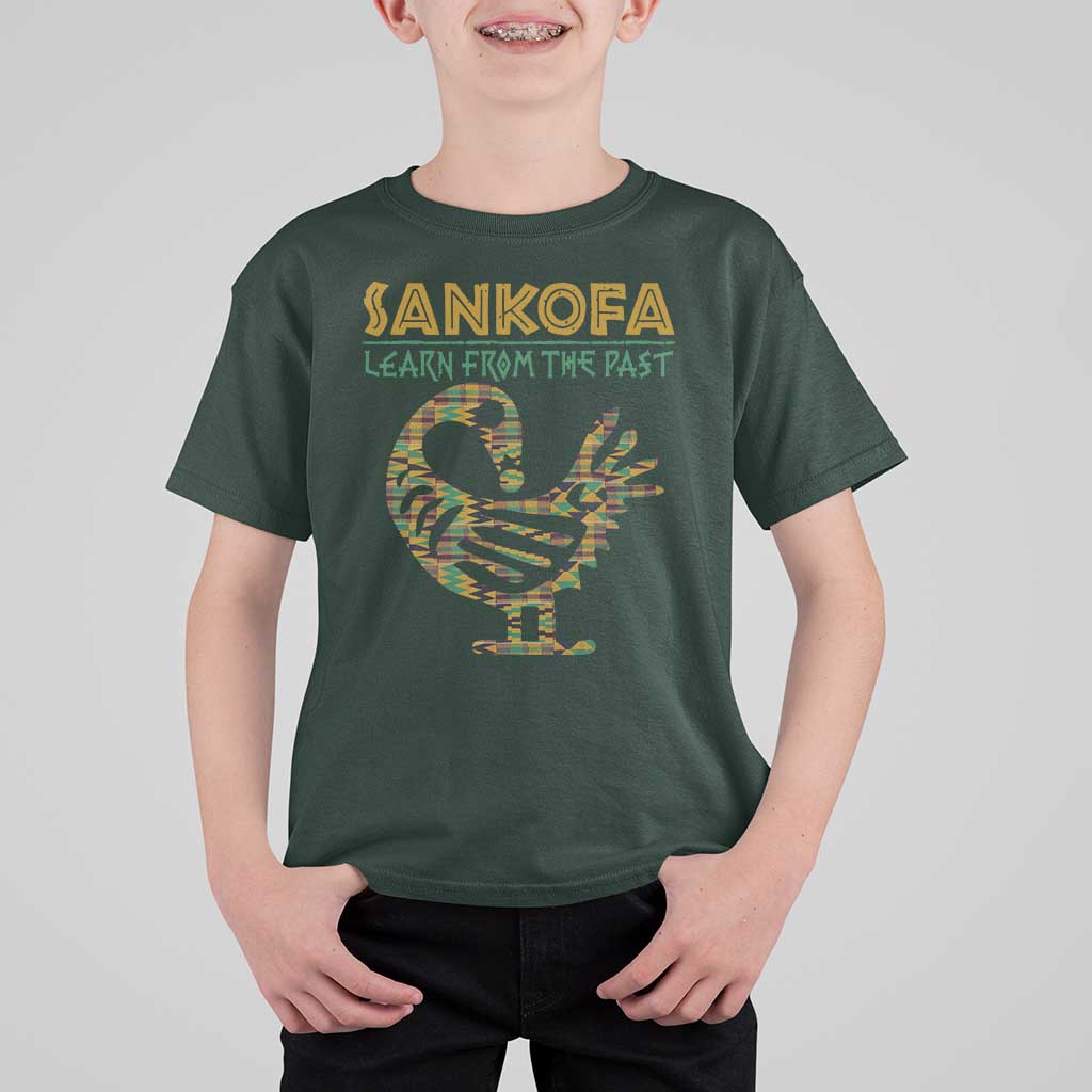 Sankofa Learn From The Past T Shirt For Kid African Bird Black History Akan Pattern