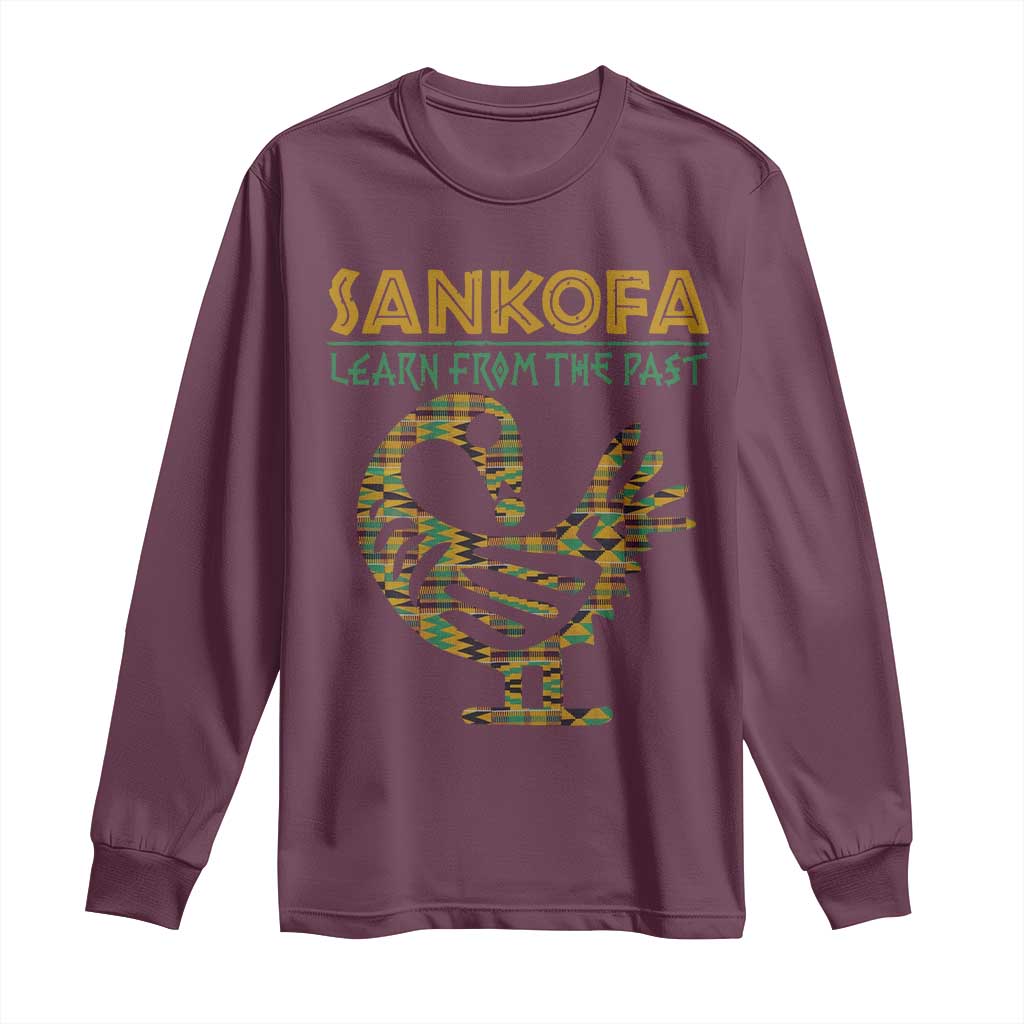 Sankofa Learn From The Past Long Sleeve Shirt African Bird Black History Akan Pattern