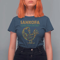 Sankofa Learn From The Past T Shirt For Women African Bird Black History Akan Pattern