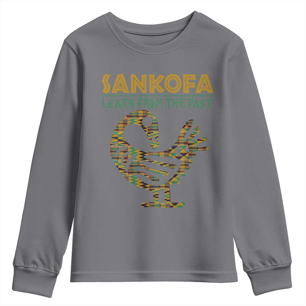 Sankofa Learn From The Past Youth Sweatshirt African Bird Black History Akan Pattern